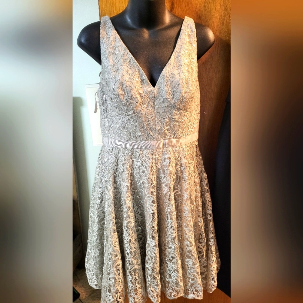 Silver dress Adrianna Papell size 6